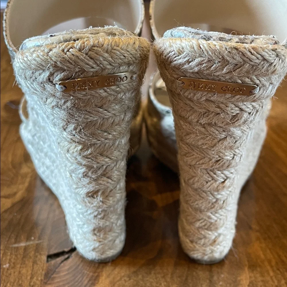 JIMMY CHOO Brown Snakeskin Sandal Espadrilles 36 - Picture 3 of 6